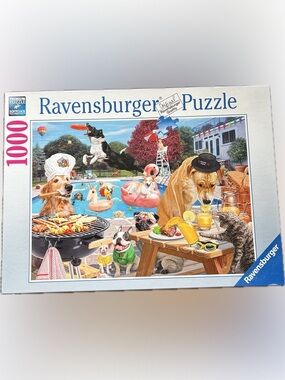 Ravensburger Colorful Dogs Pool Party 1000-Piece Puzzle